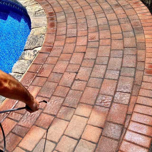 Sealing pavers today, not only does it look good, it protects too