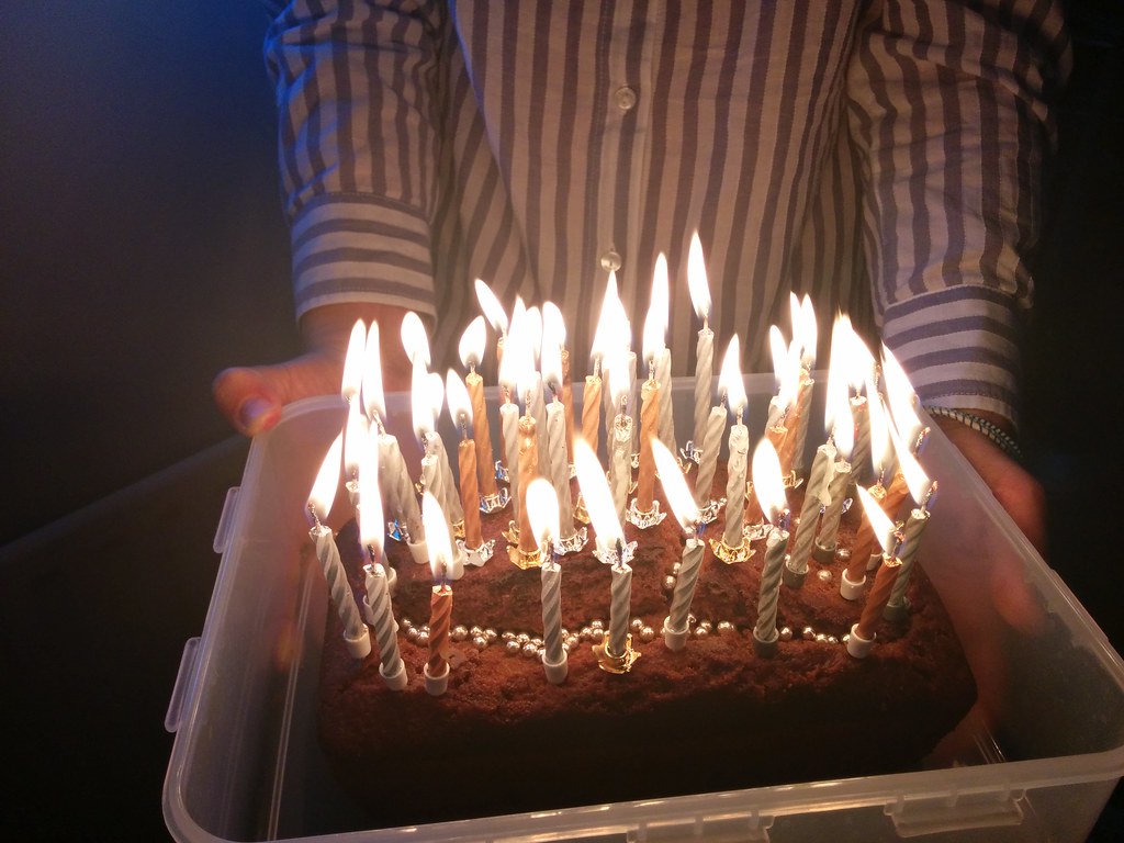 Alice with my birthday cake, 43 candles and one for good l… Flickr
