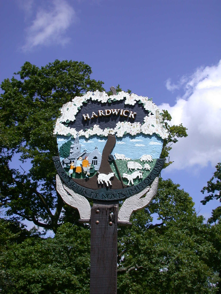 Village sign, Hardwick, Cambs The sheep and crook represen… Flickr