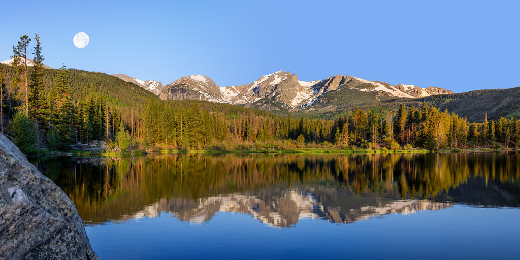 Sprague Lake Panorama Big Moon Version Taken soon after … Flickr