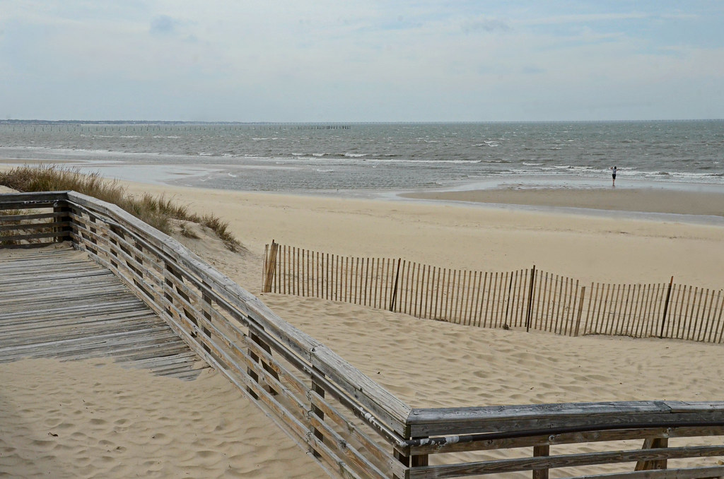 Beach access boardwalk sandy Chesapeake Bay First Landing State Park