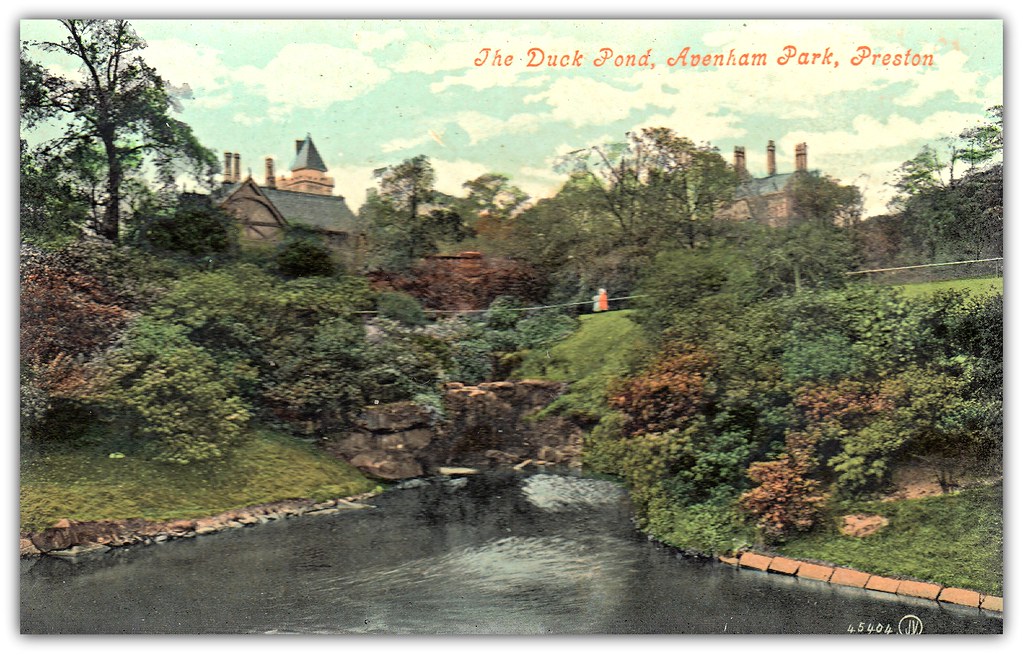 The Duck Pond, Avenham Park, Preston. Tinted postcard by J… Flickr