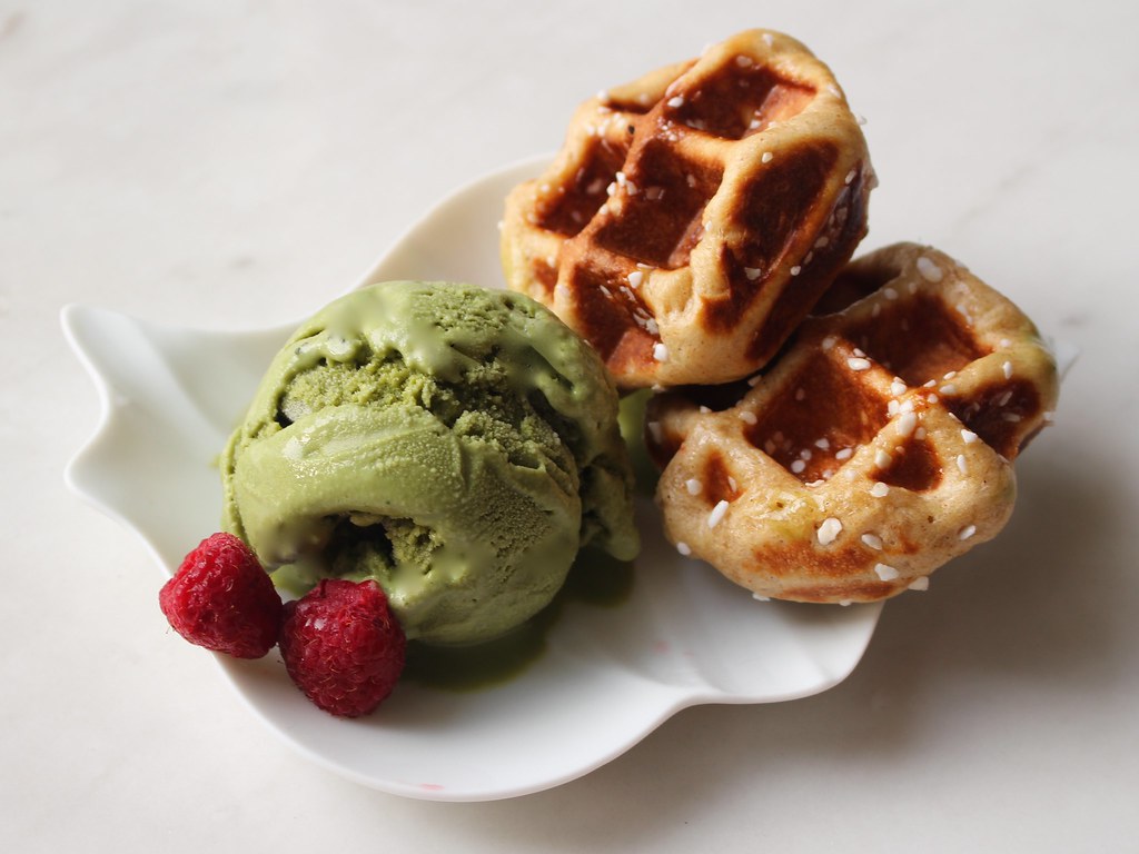 Liege belgium waffles with homemade matcha ice cream Flickr