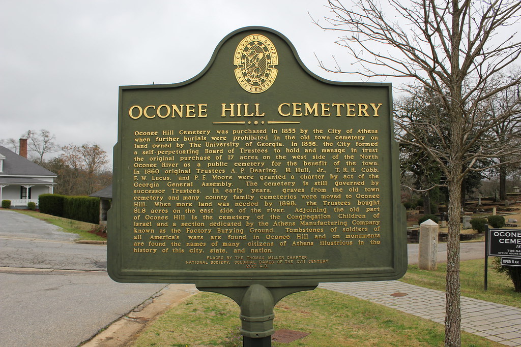 Oconee Hill Cemetery, Athens, Ga Historical Marker Flickr