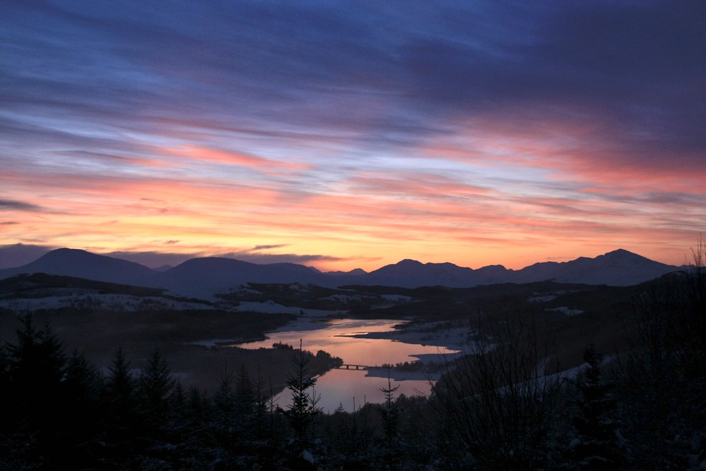 Glengarry, Scotland. 1st sunset of the year. Pretty much S… Flickr