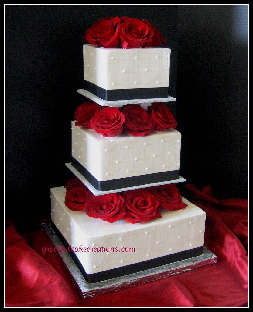 Square Black and White Wedding Cake This cake is iced in w… Flickr