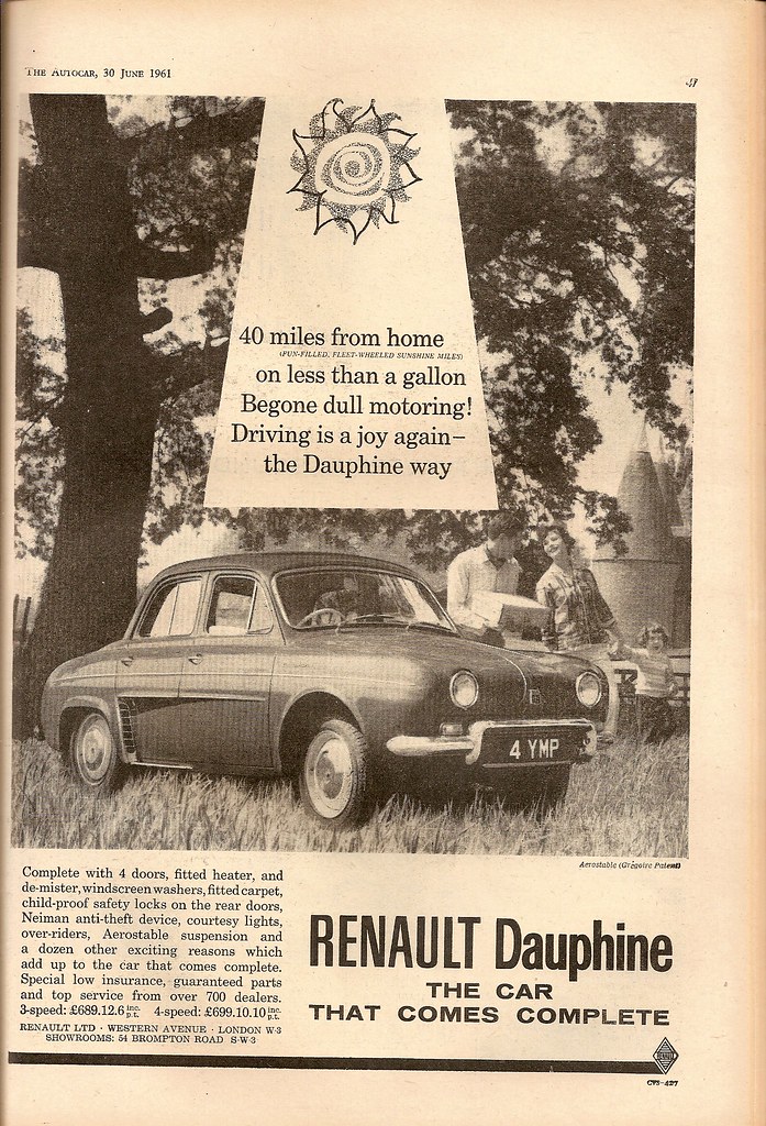 Renault Dauphine Advert 1961 Trigger's Retro Road Tests! Flickr