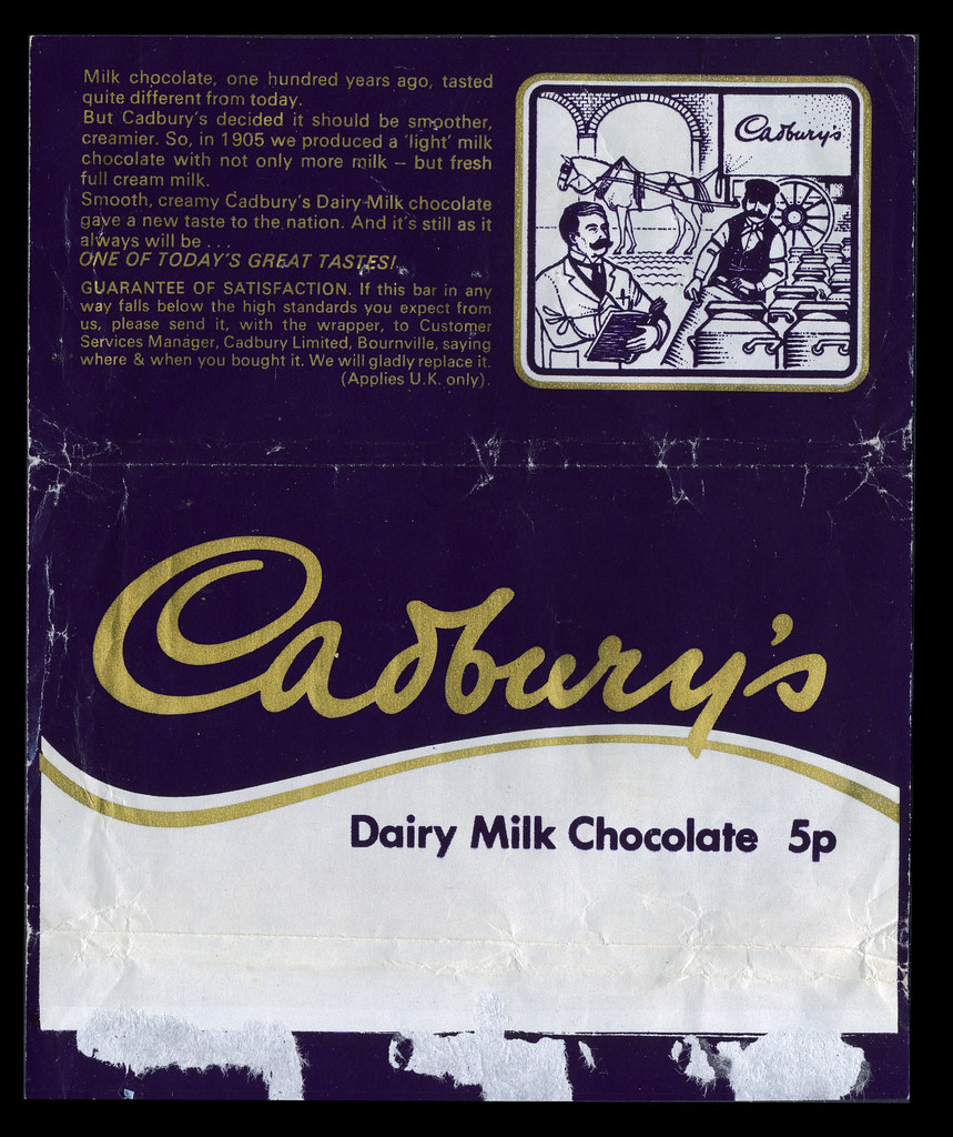 UK Cadbury's Dairy Milk Chocolate 5p candy bar wrapper… Flickr