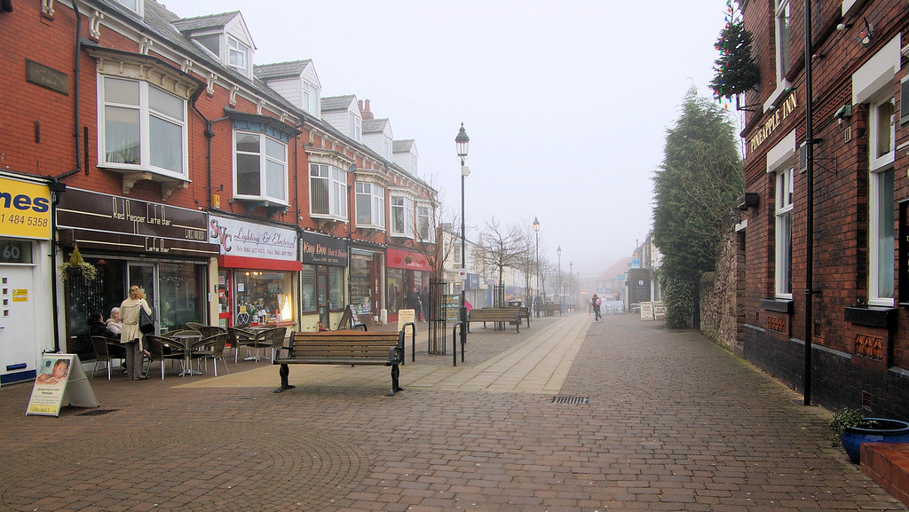 Marple Market Street looking a bit quiet for a Saturday. Mike