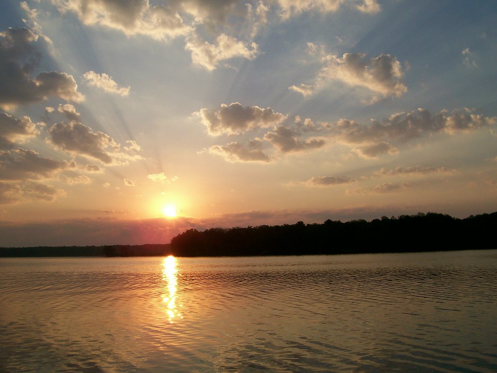 Sunrise on Lost Land Lake, Hayward, Wisconsin sunbeams