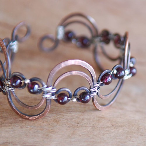 Copper and Sterling Silver Openwork Wave Bracelet with Gar… Flickr