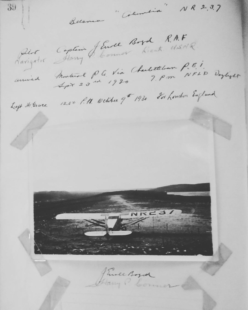Entries in the Harbour Grace Airport Trust Company logbook… Flickr