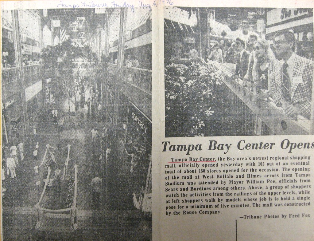 Tampa Bay Center opening day Aug 5, 1975 Tampa Tribune … Flickr