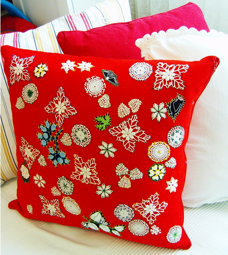 Handmade Throw Pillow Cover Decorated with Vintage Lace an… Flickr