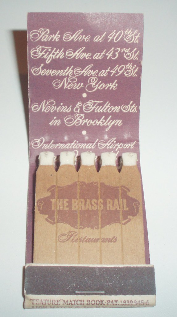 MATCHBOOK THE BRASS RAIL NEW YORK N.Y. Frank Kelsey Flickr