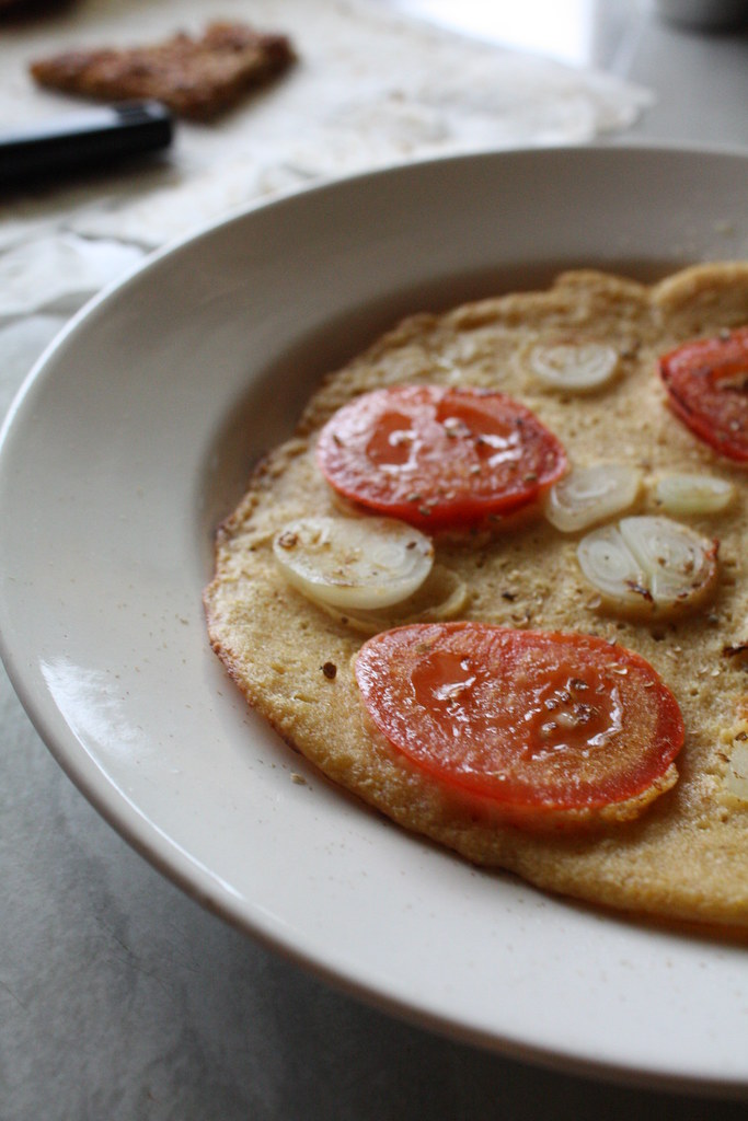 Gram flour omelette with fried tomato and onion eeviko Flickr