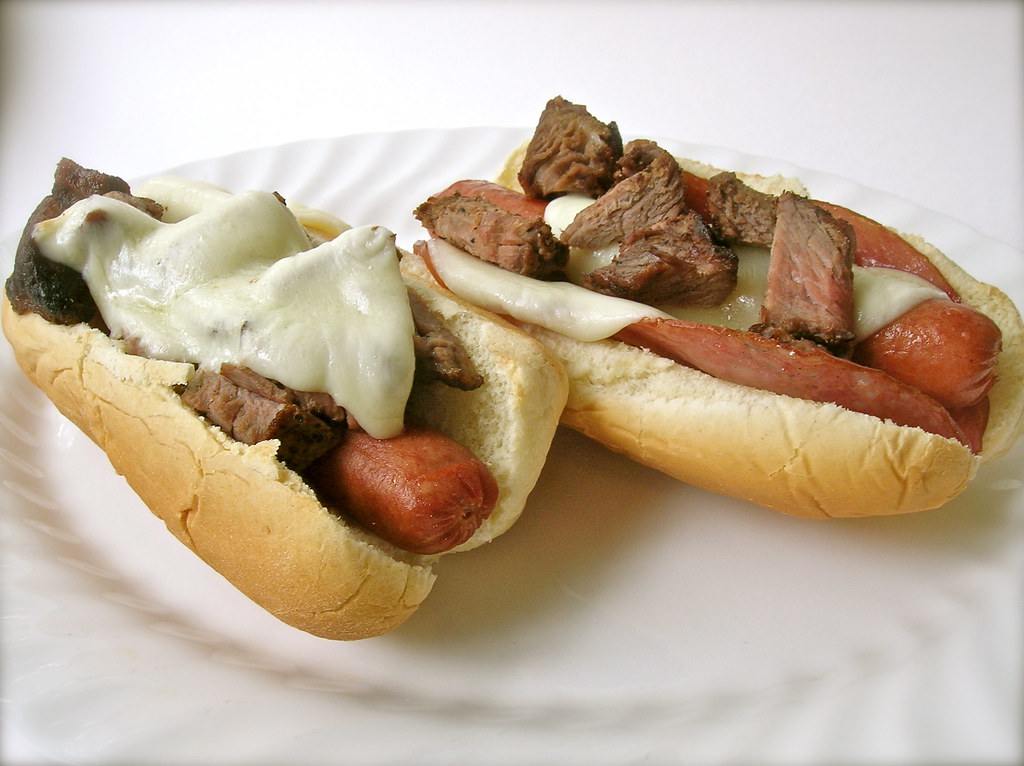 Hot Dogs Hot dogs, wrapped in salami, topped with cheese a… Flickr