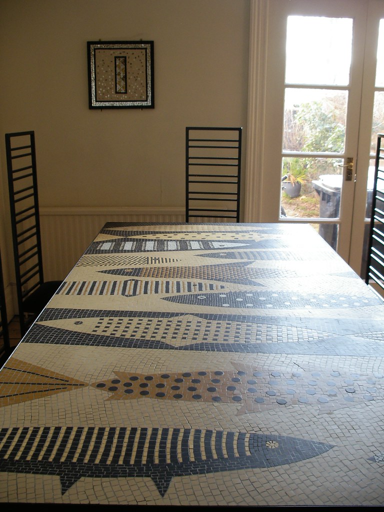 Mosaic dining room table Mosaic fish table based on design… Flickr
