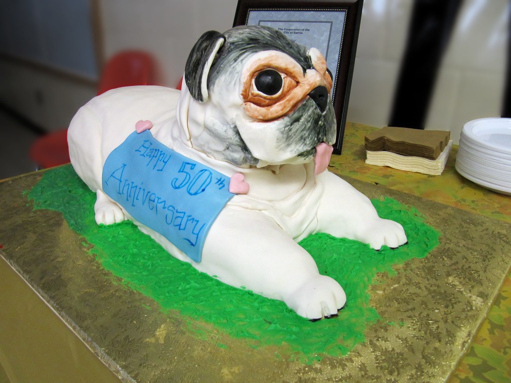 Woof An anniversary cake shaped like a dog the couple used… Flickr