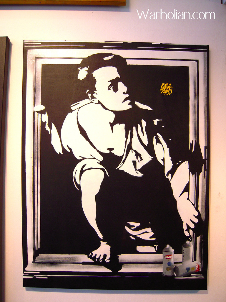 Graffiti / Street Artist Blek le Rat behind the scenes of his show