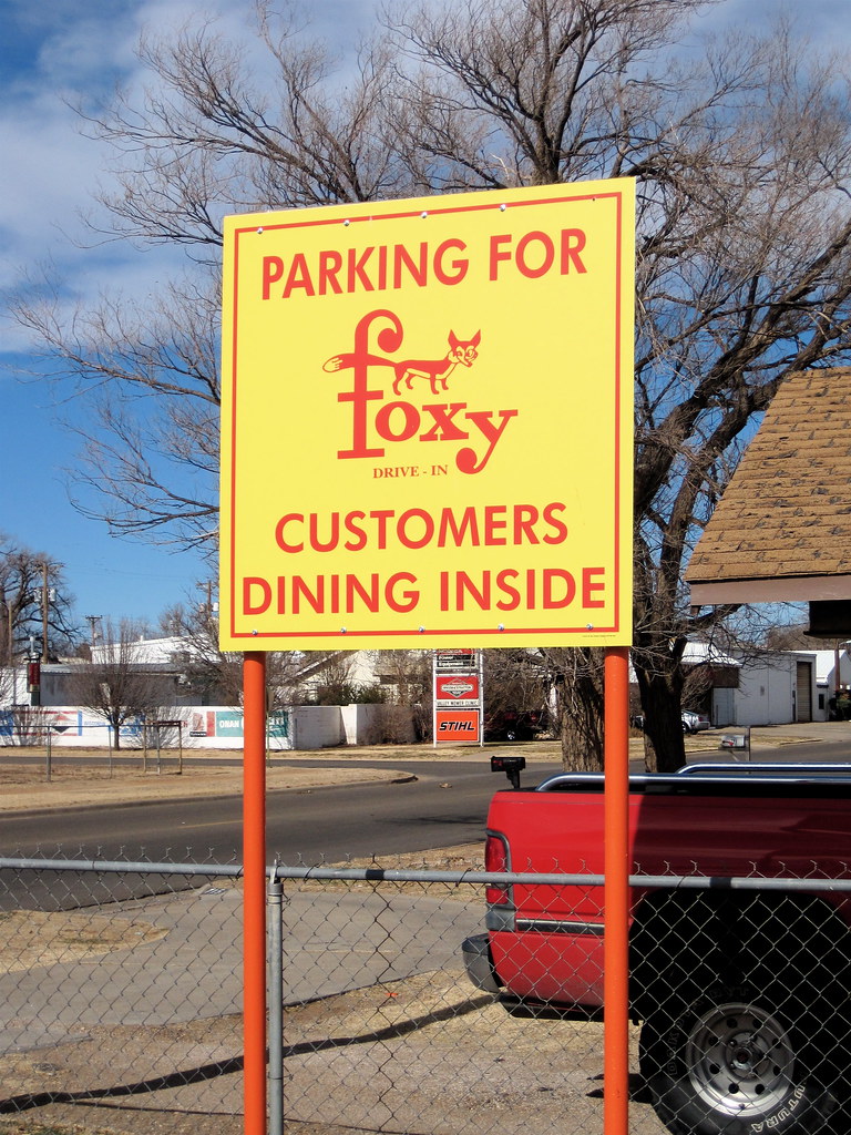 Foxy DriveIn, Clovis, NM Sign in the parking lot of the