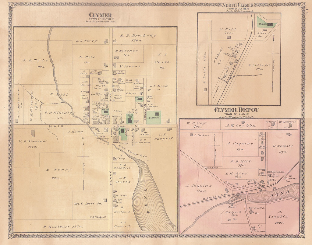 Clymer, NY plat map, 1880, back Plat map of Clymer, Chauta… Flickr