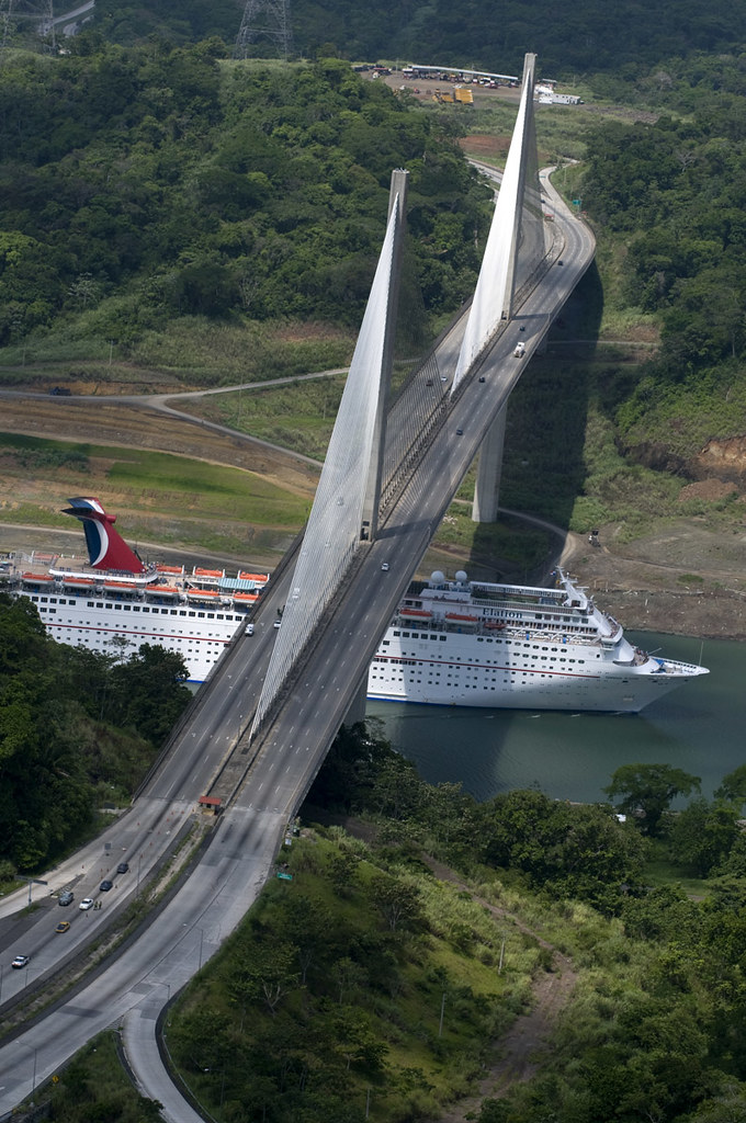 Panama Canal Carnival ship sailing through the Panama Cana