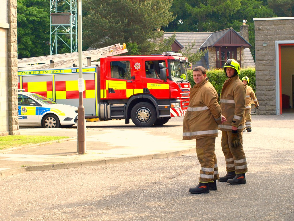 Tayside Fire Crew Kinross firefighters. They arrived by bi… Flickr