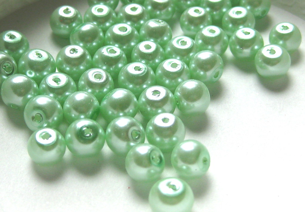 Mint Green Glass Pearls Beautiful Glass Pearls are used to… Flickr