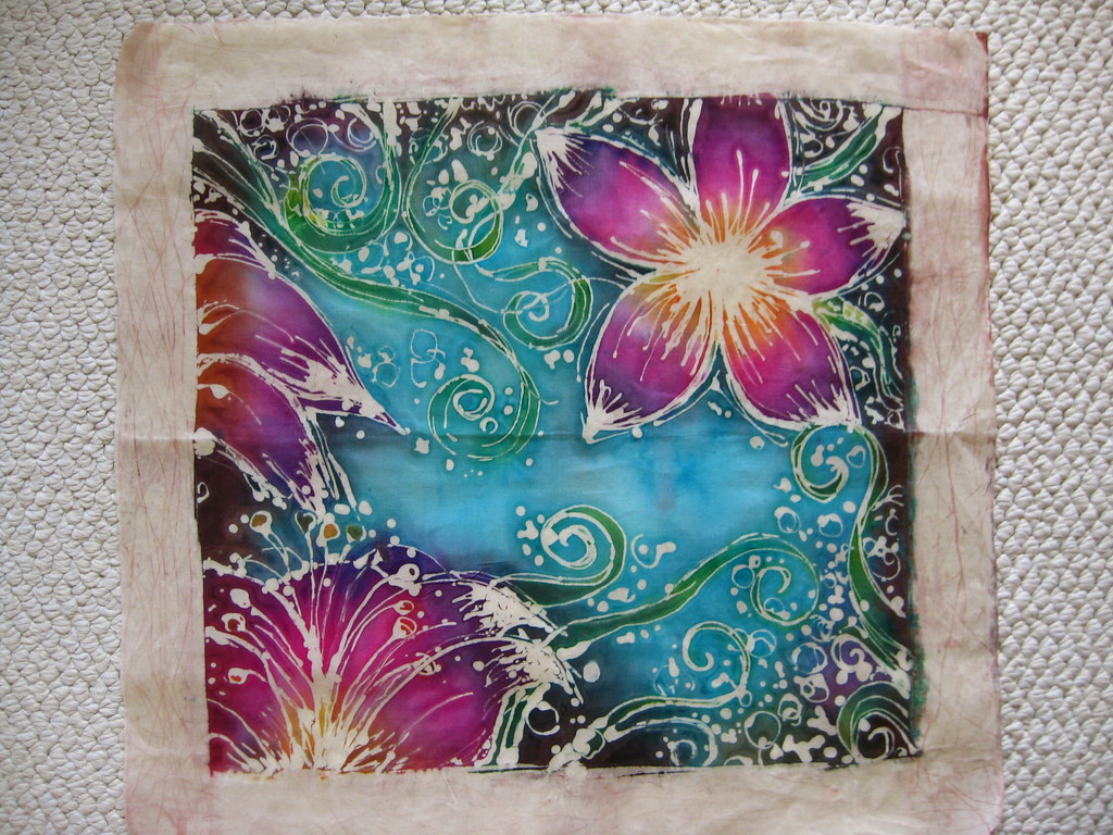 Batik dye 20"x20" cotton dyed with Batik technique (wax dr… Flickr