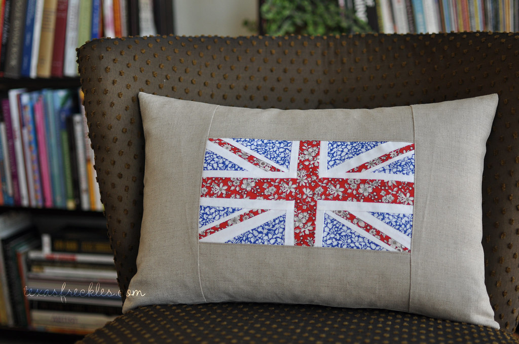 Union Jack Pillow with Liberty prints Made with Liberty of… Flickr