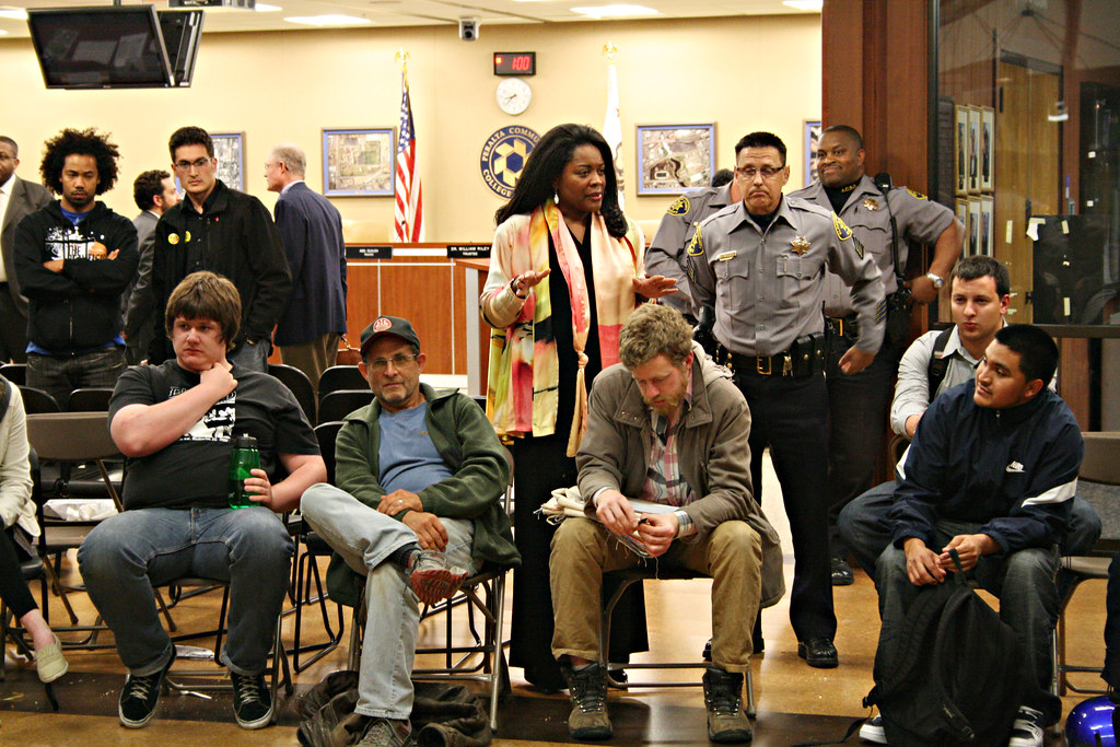 Laney College president Elnora b attempts to speak with… Flickr