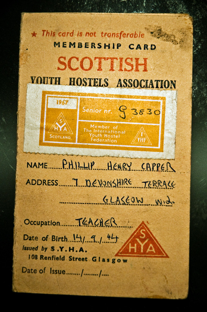 Ephemera Scottish YHA membership card, 1967 Phillip Capper Flickr
