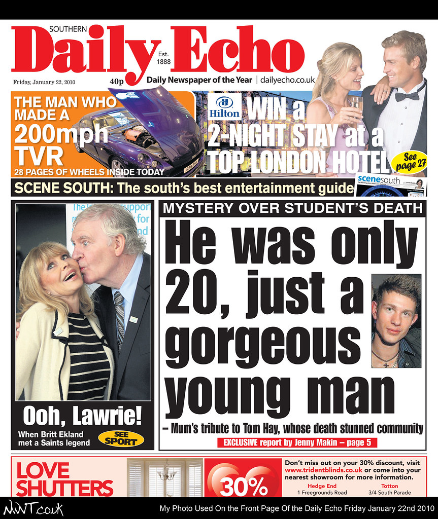 My Photo Used On The Front Page Of The Southern Daily Echo