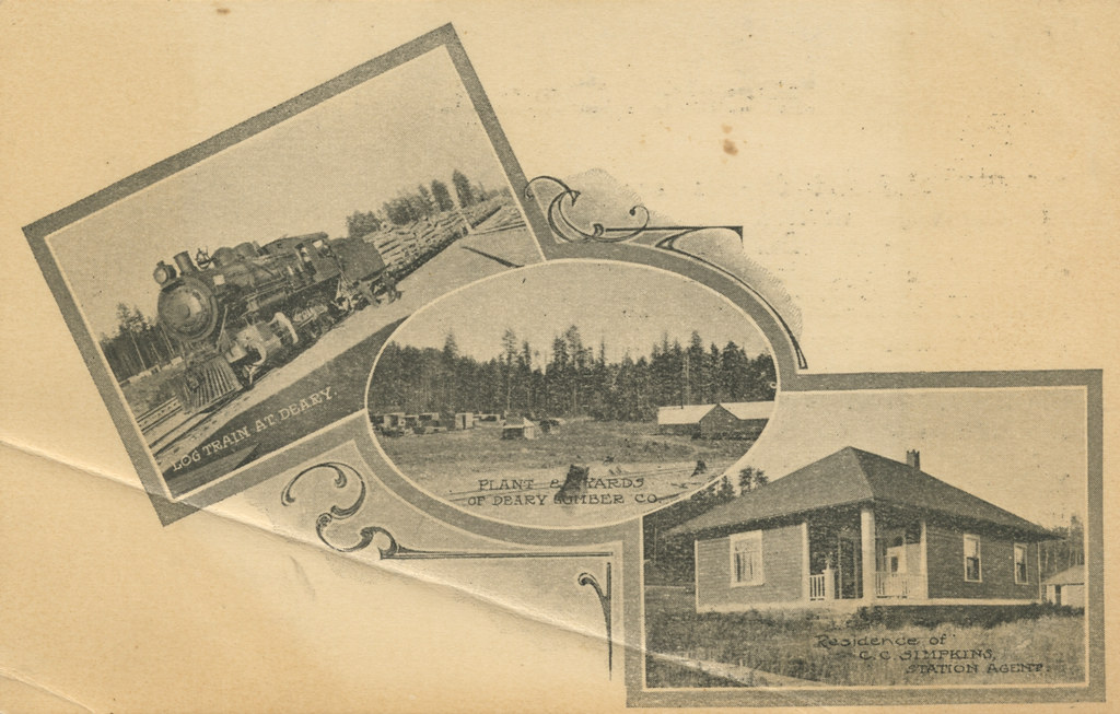 Multiview Postcard of Deary, Idaho, circa 1910 LOG TRAIN A… Flickr