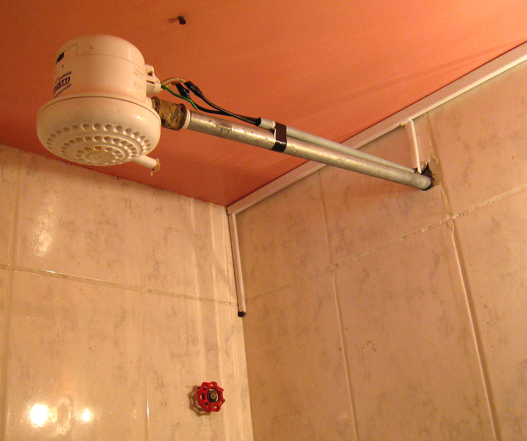 Shower head instant water heater In most places in Bolivia… Flickr