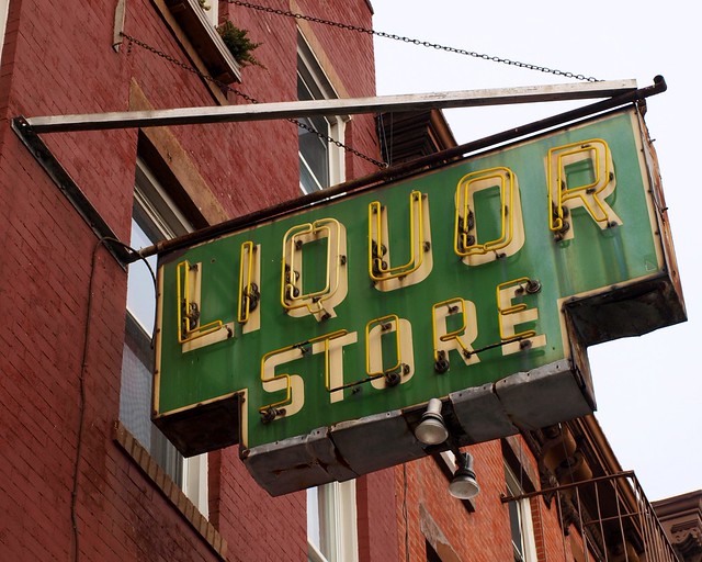 Old LIQUOR STORE Sign, Fort Greene, Brooklyn, New York City a photo