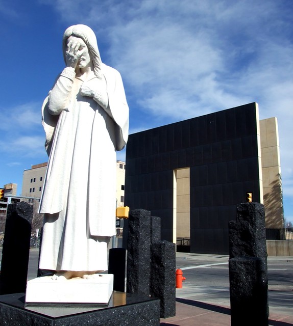 Jesus statue across from Oklahoma City Memorial The plaque… Flickr