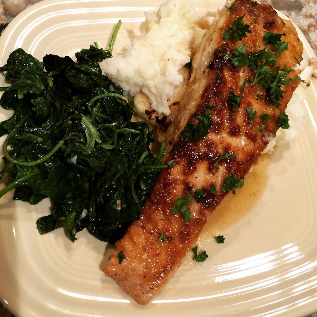 Halibut Meunière with Sautéd Baby Greens an Mashed Potatoe… Flickr