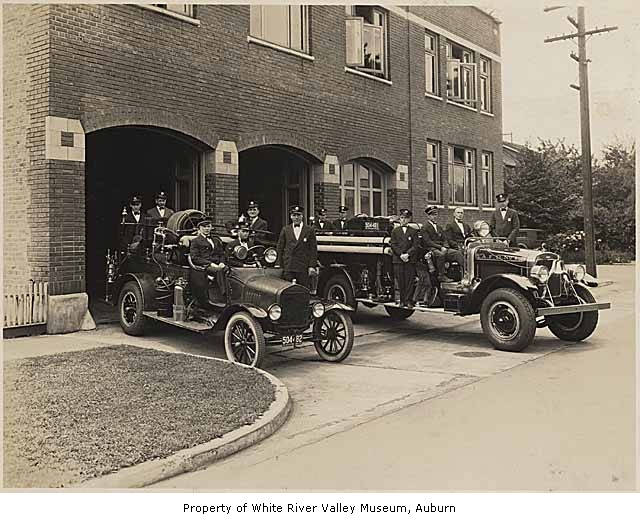 Auburn Fire Department, exterior, with firefighters on tru… Flickr
