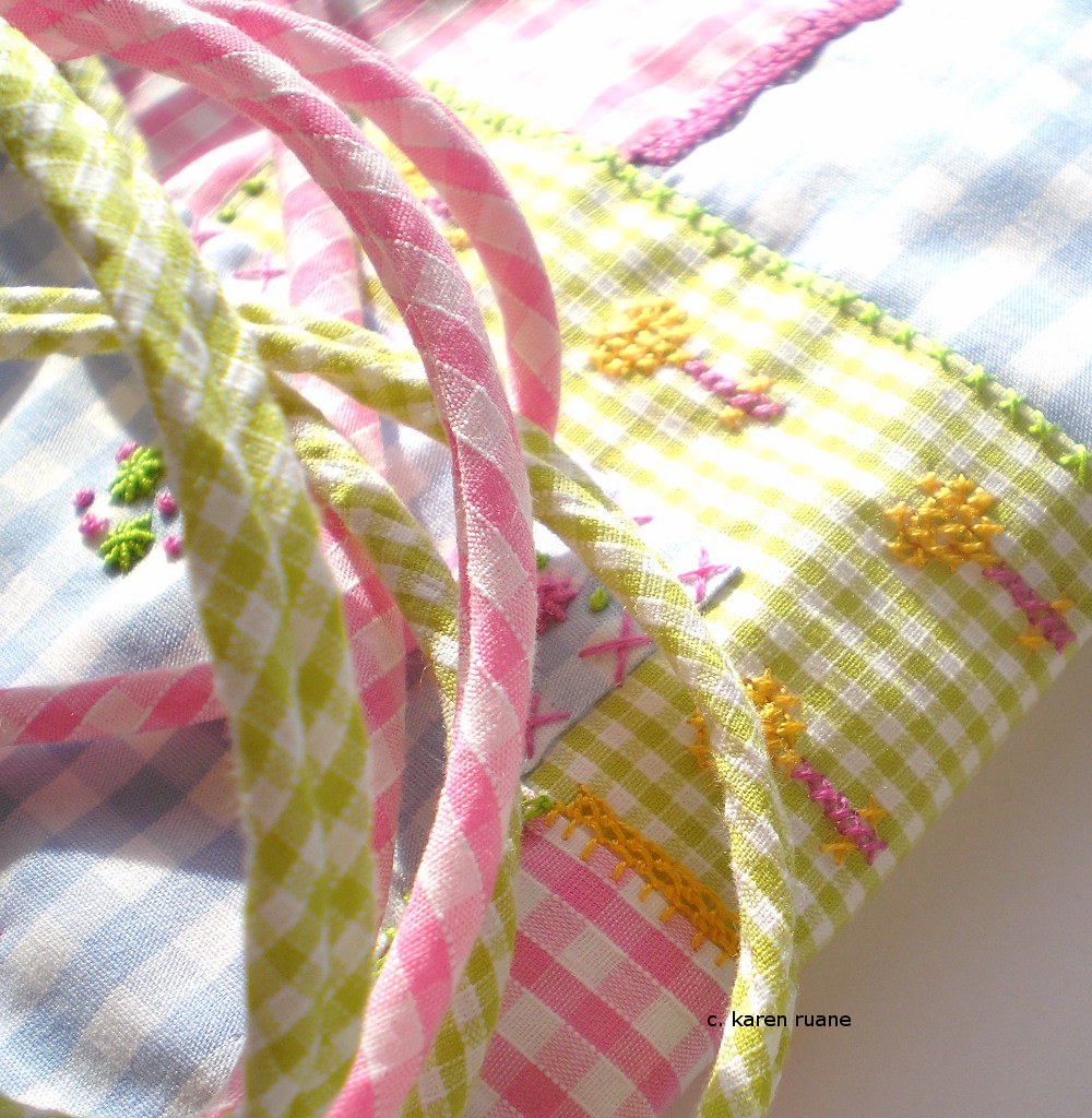 rouleau loops, gingham and cross stitch www.karenruane.blo… Flickr
