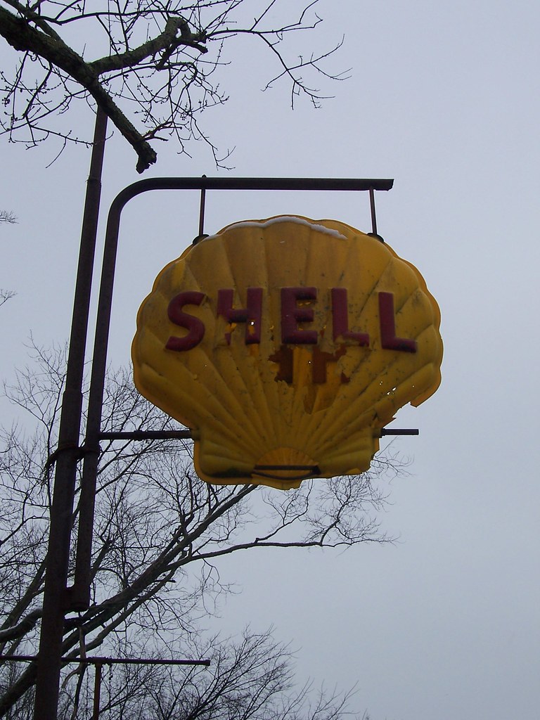 Vintage Shell Sign A really old Shell gas sign in Corinth,… The