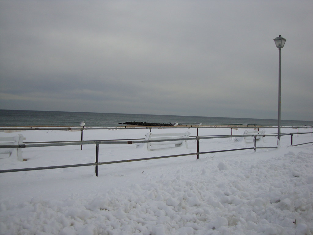 snow covered beach in Sea Girt, NJ 2/13/2010 Kyle Burkhardt Flickr