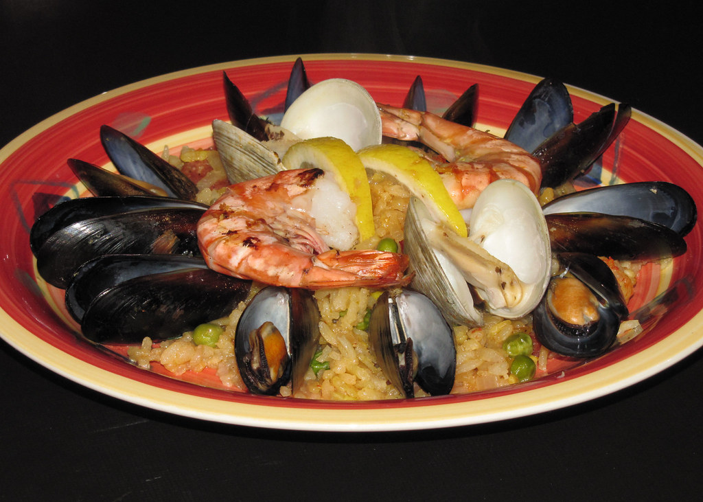 paella on the plate arborio rice,saffron, chicken stock,se… Flickr