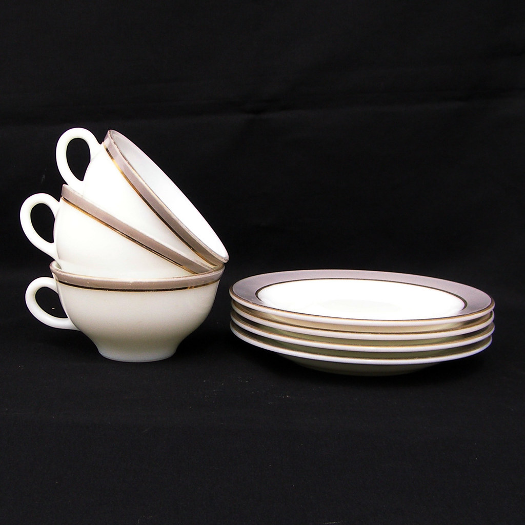 Vintage Pyrex Dove Gray Cups And Saucers This set includes… Flickr