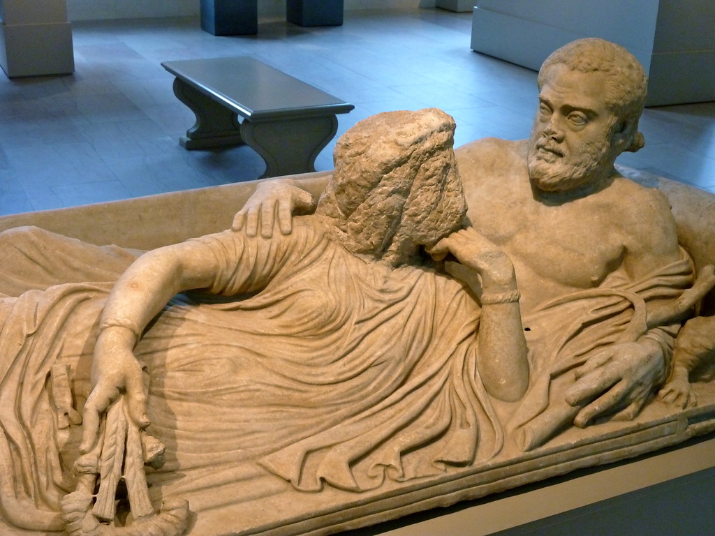 Marble sarcophagus lid with reclining couple, Metropolitan… Flickr