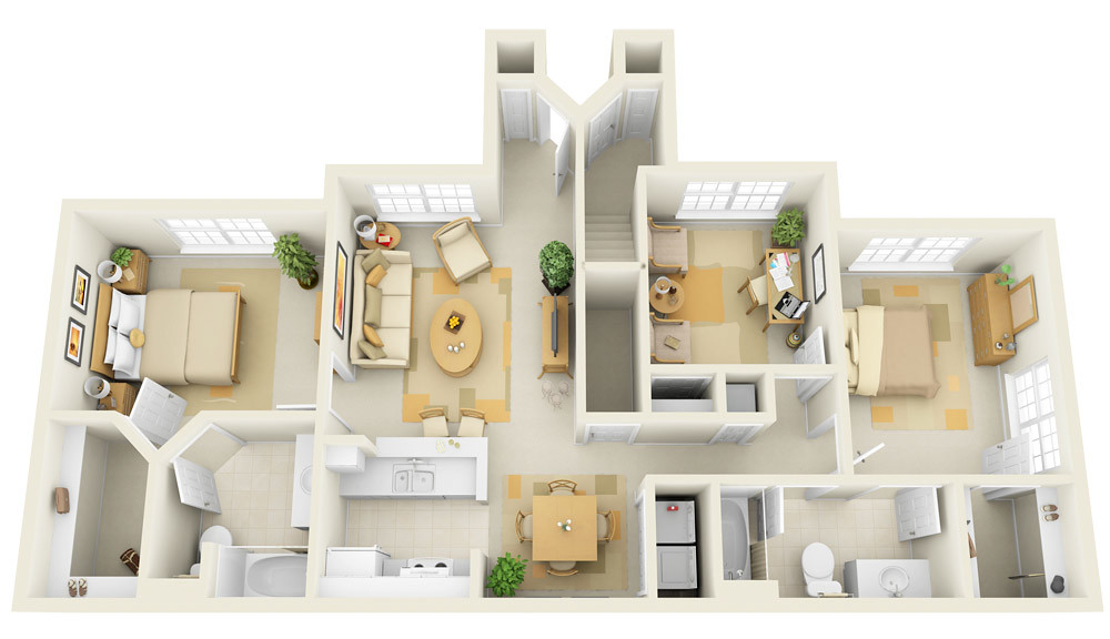 3BR 3D Floor Plan for sites & Downloading www.thebrit… Flickr