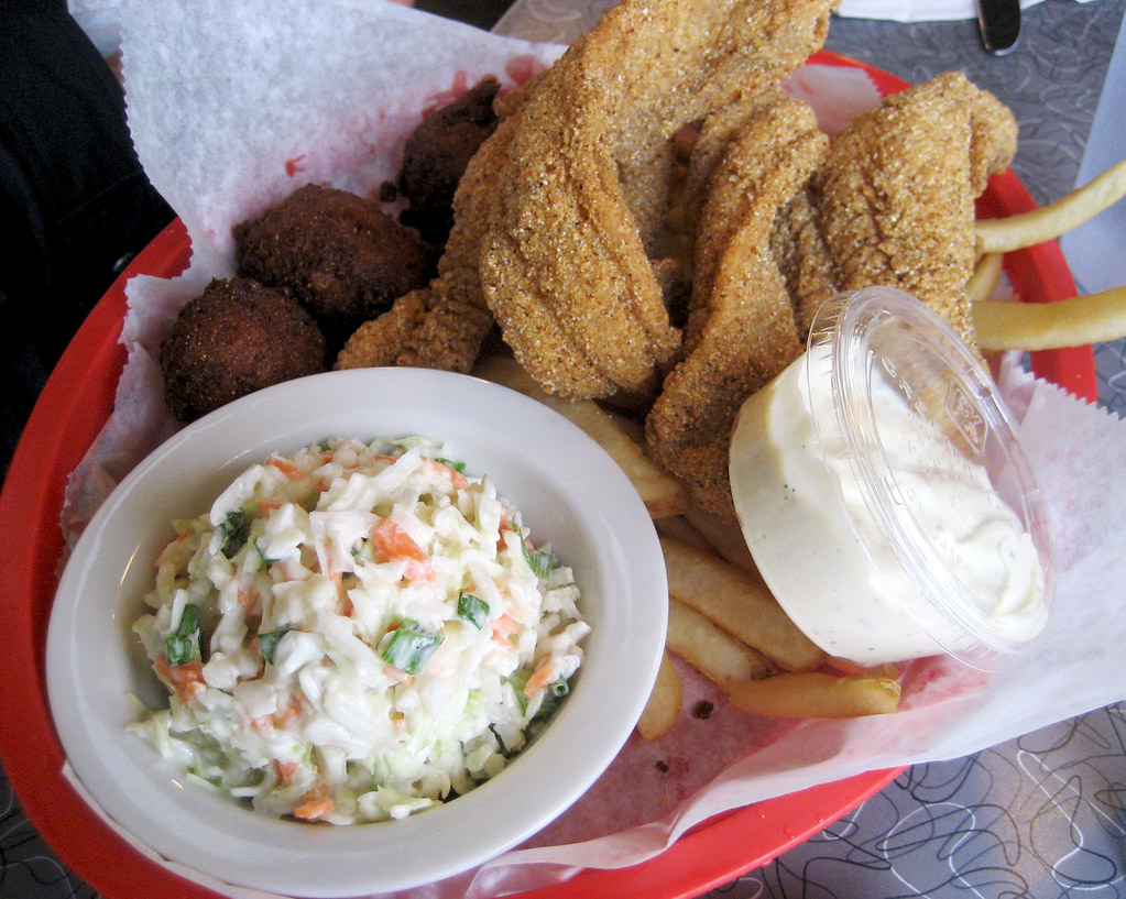 Catfish with Coleslaw and Hush Puppies nooschi Flickr