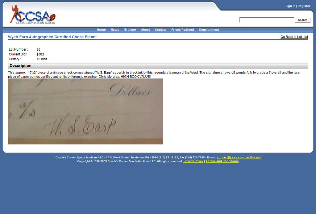 wyatt earp 36 464 This was in the Coach's Corner Auction… Flickr