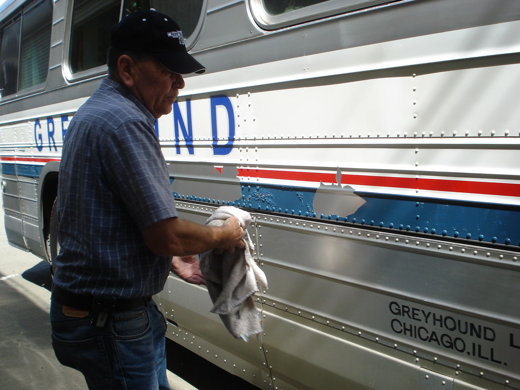 Starting to strip off the Greyhound logo for the Las Vegas… Flickr